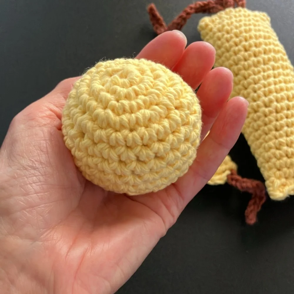 Handmade Cat Toys Yellow Yarn Crochet Pet Kitty Three Piece Gift Set NWOT